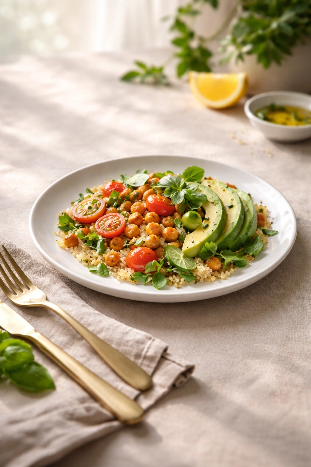 Minimalist plate on a simple surface with soft natural light