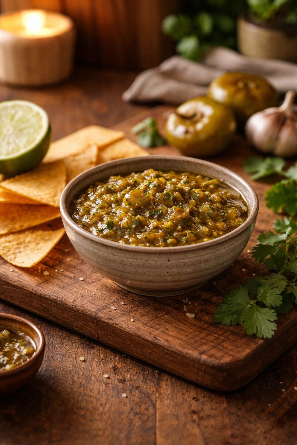 Cozy kitchen scene with salsa reflecting on final thoughts