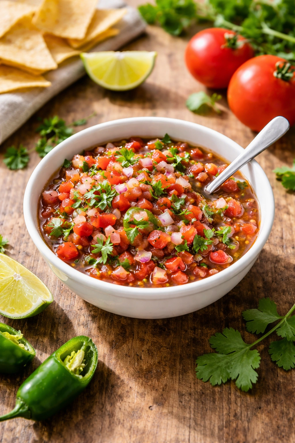 Bowl of fresh salsa ready to serve as final thought