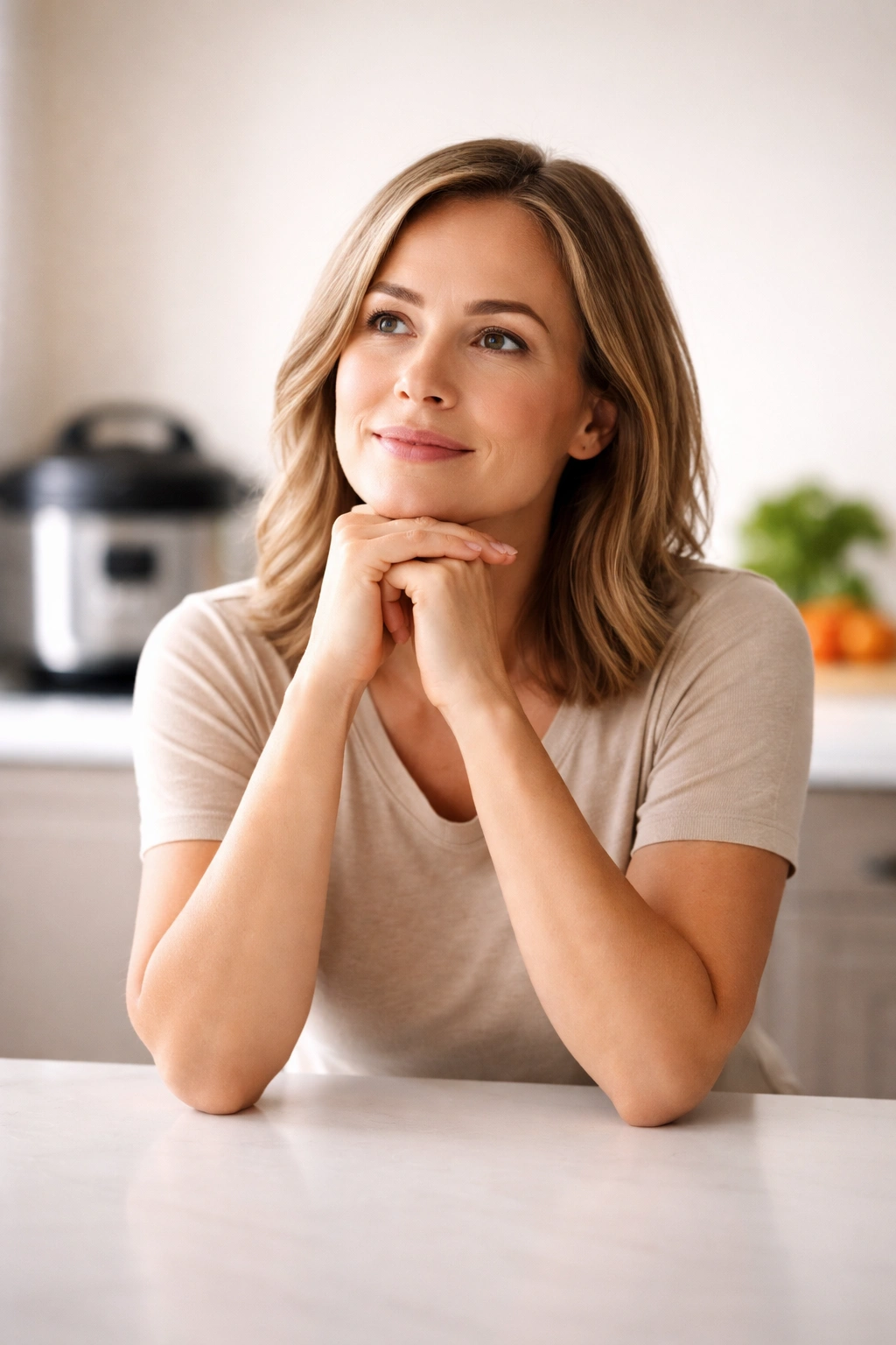 Minimalist silhouette of a person contemplating at a counter