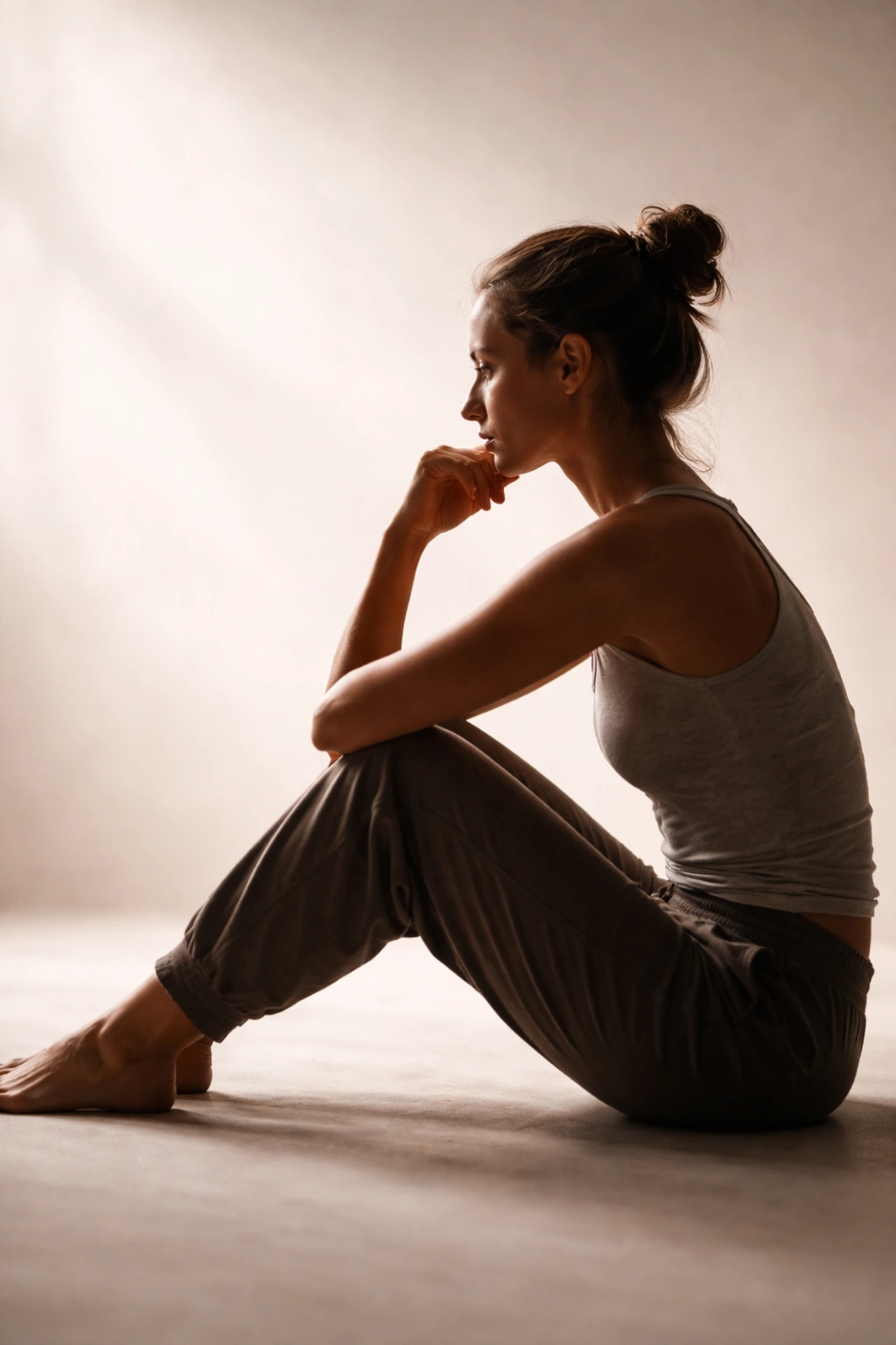 Minimalist silhouette contemplating healthy eating