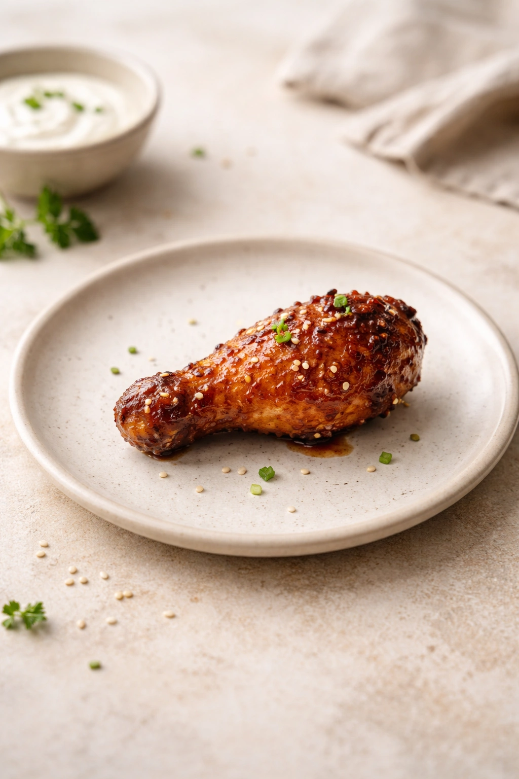 Single wing on a pristine plate with calm, minimal background.