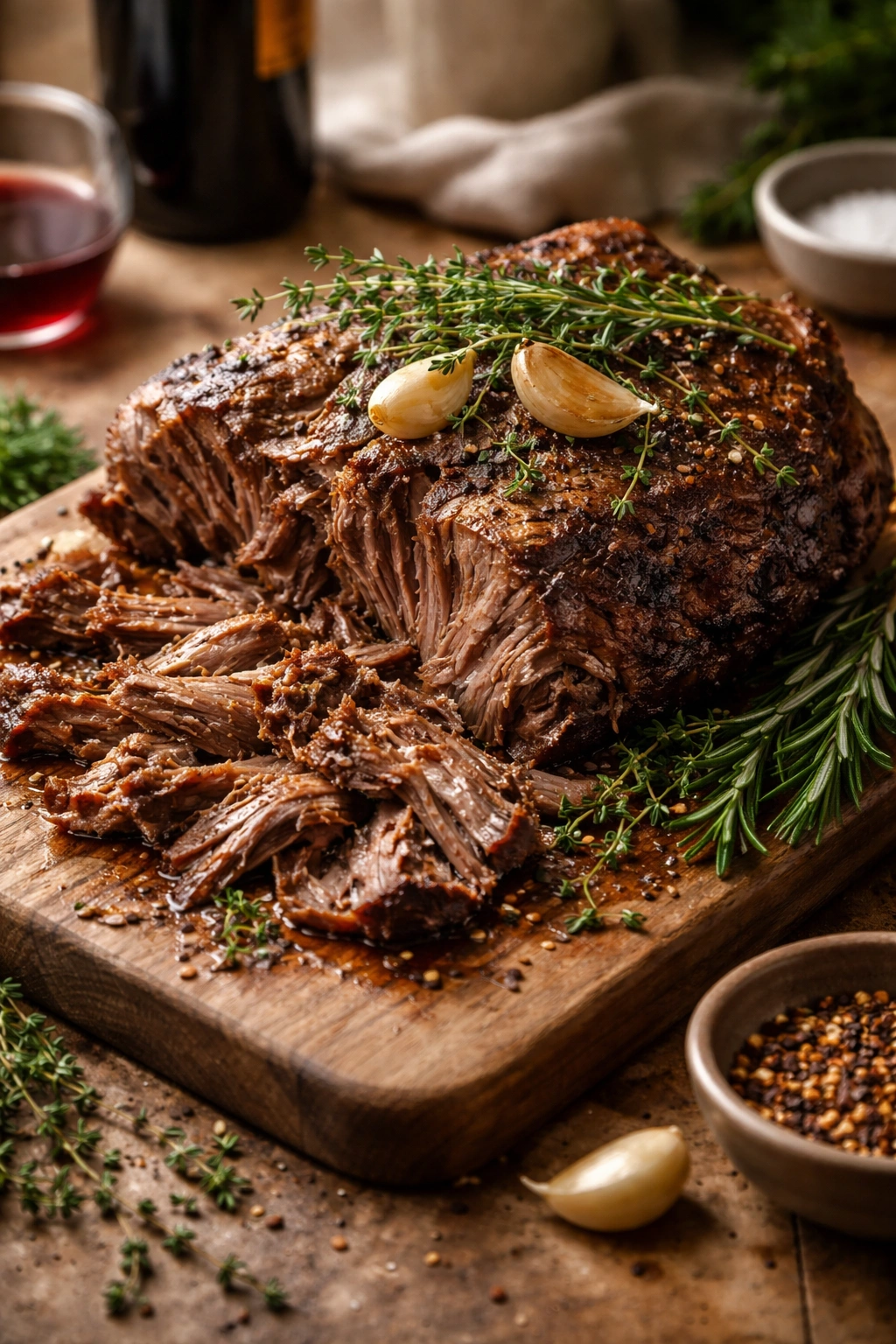 Beef roast with herbs suggesting flavor variation options