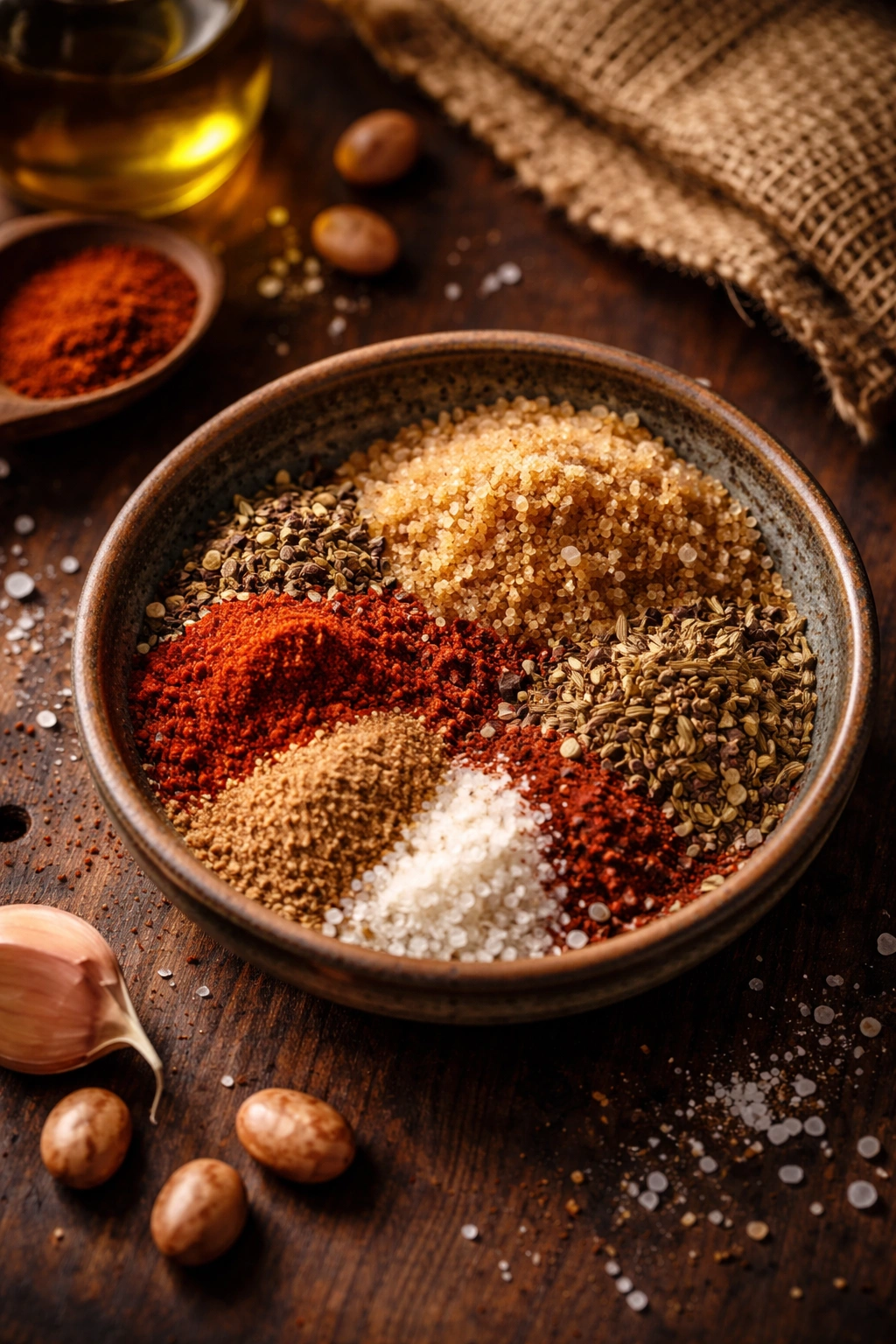 Mix of brown sugar and spices in a small dish.