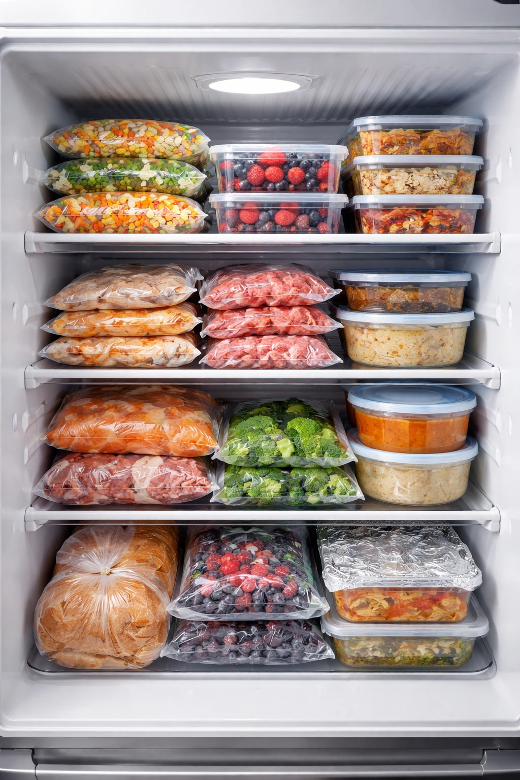 Freezer about 75% full with space for air circulation