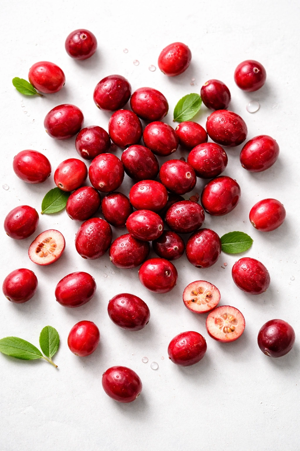 Fresh cranberries on light background showing tart brightness