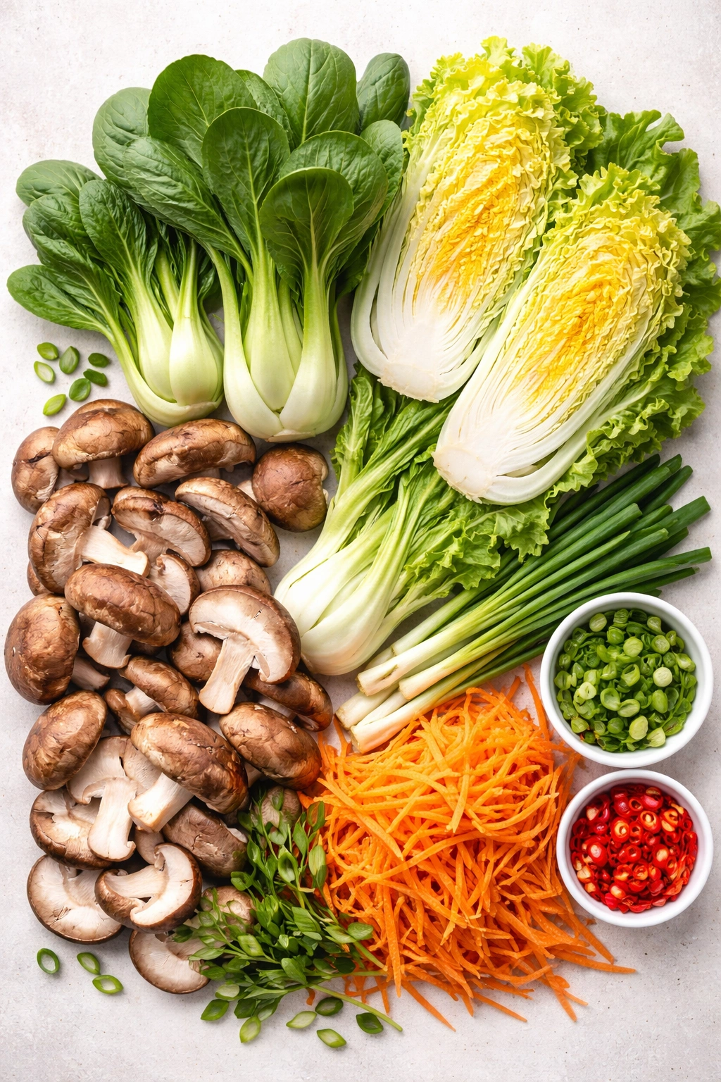 Colorful fresh vegetables arranged on a light background