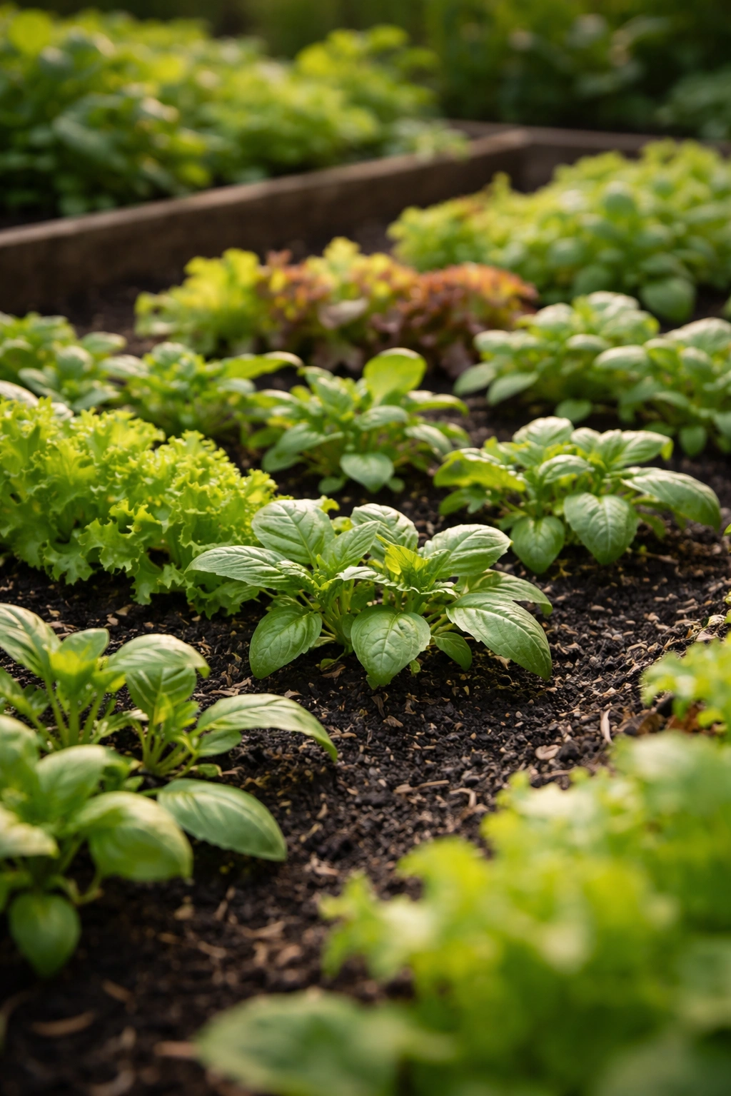 Close-up crowded seedlings in garden bed illustrating a common beginner mistake