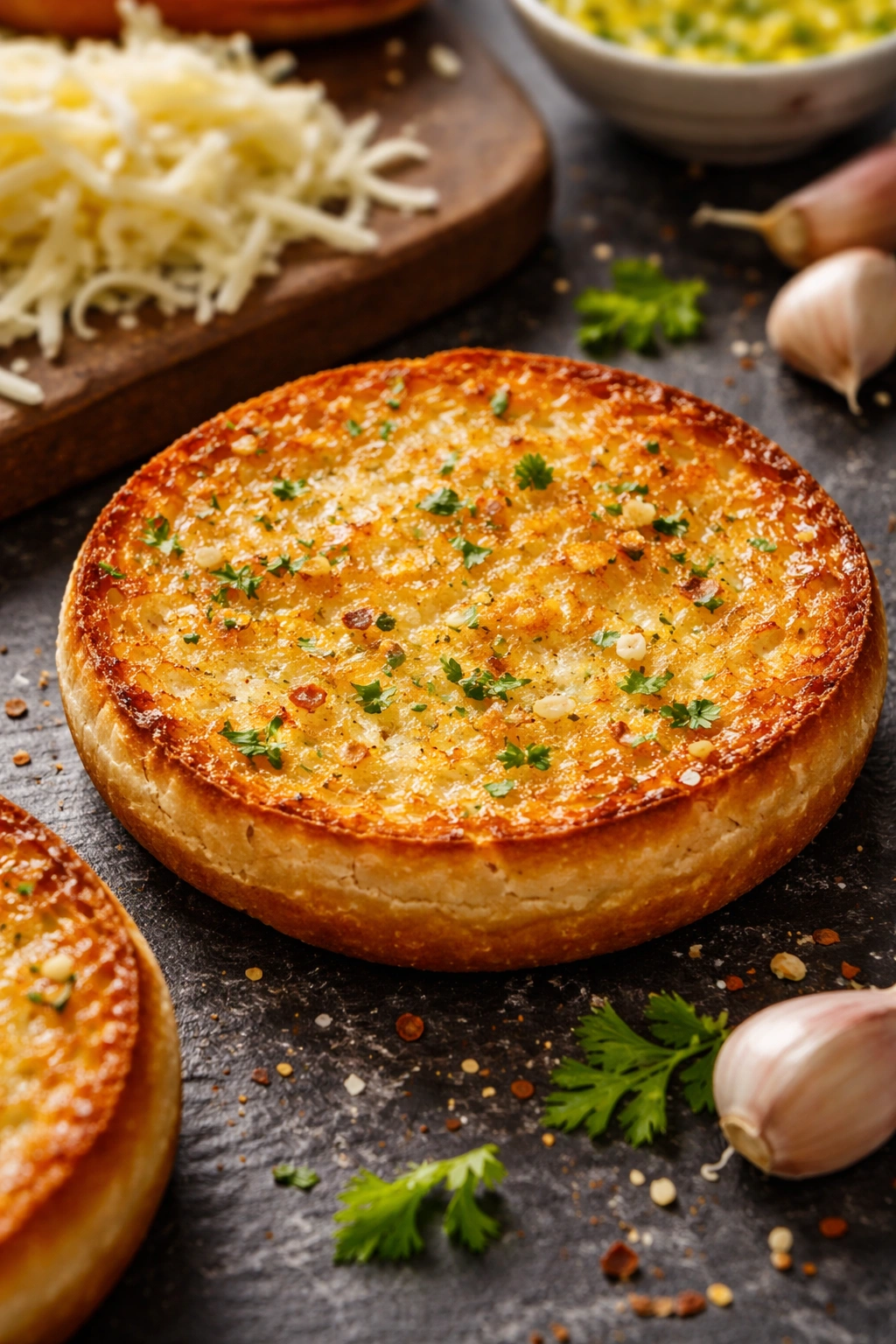 Toasted garlic butter bun for pizza burgers
