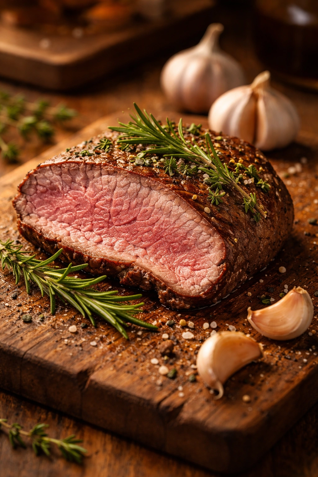 Beef slice with garlic and herbs illustrating flavor variations