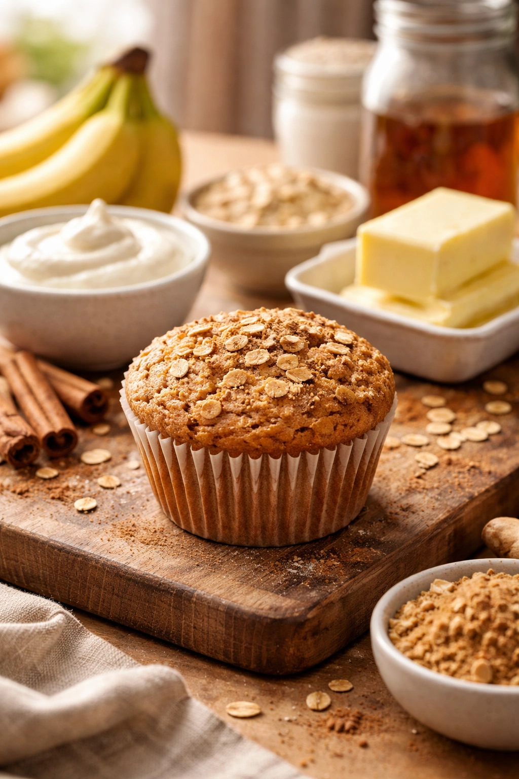 Muffin with dairy-free substitutions implied by background ingredients