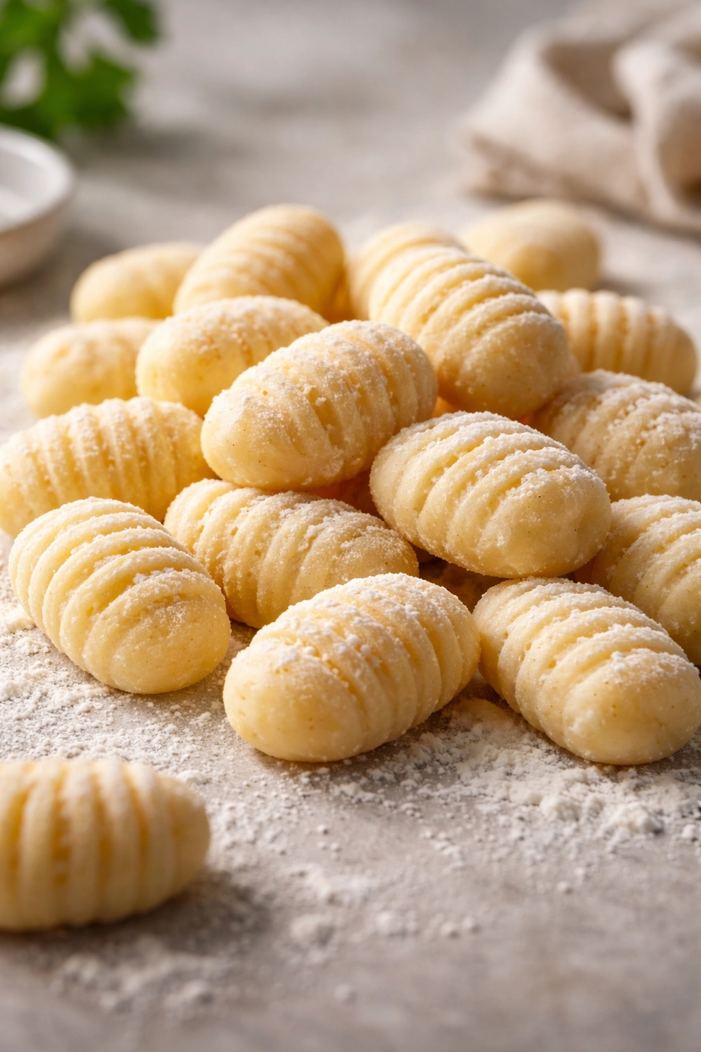 Close-up of soft, pillowy potato gnocchi texture