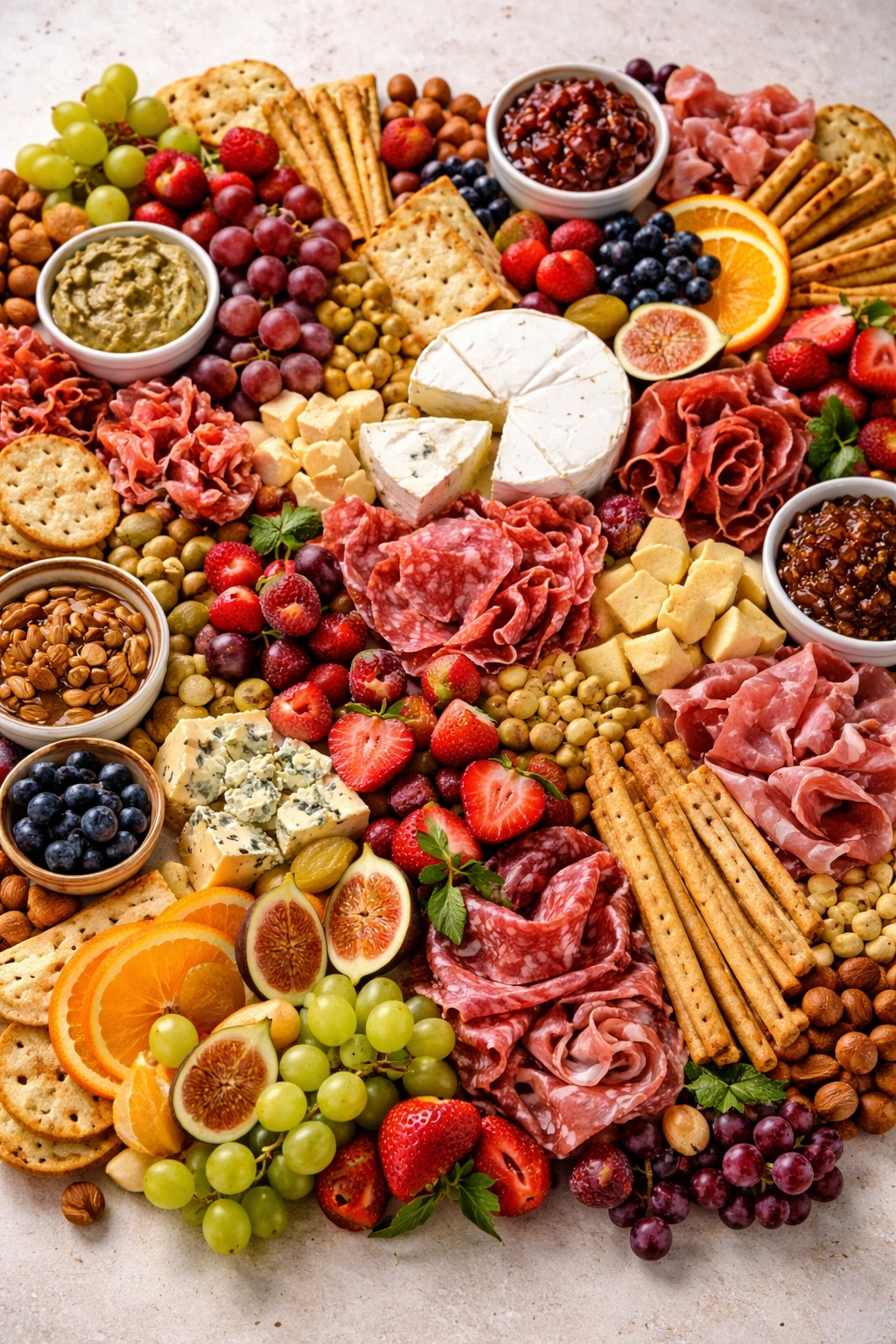 Overcrowded grazing board showing common mistakes in arrangement
