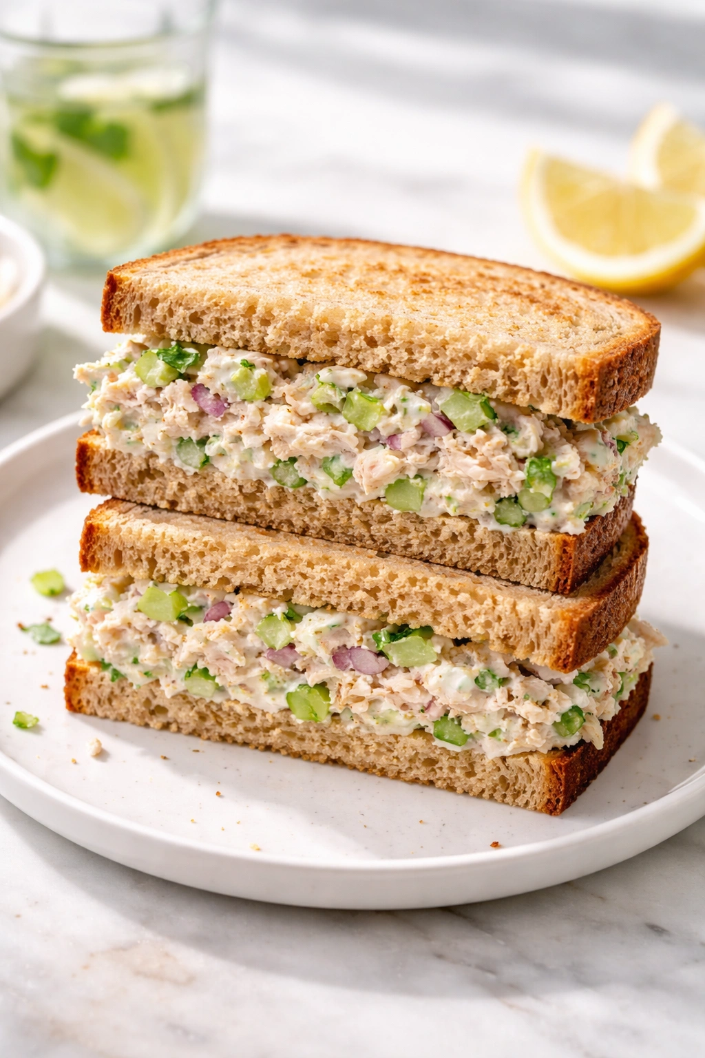 Cross-section of Greek yogurt lighter chicken salad