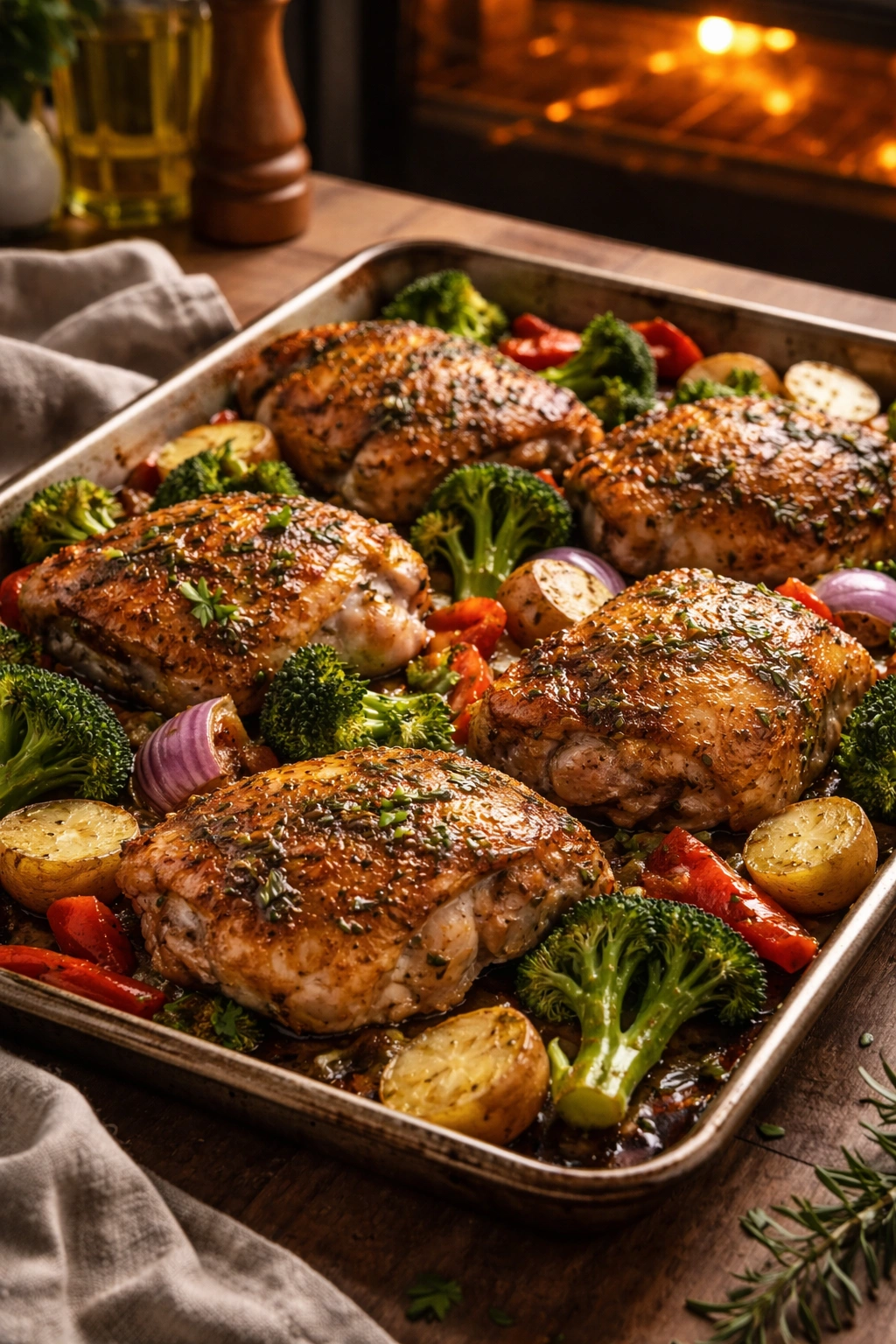 Roasted chicken thighs as a high-protein main course for family dinners
