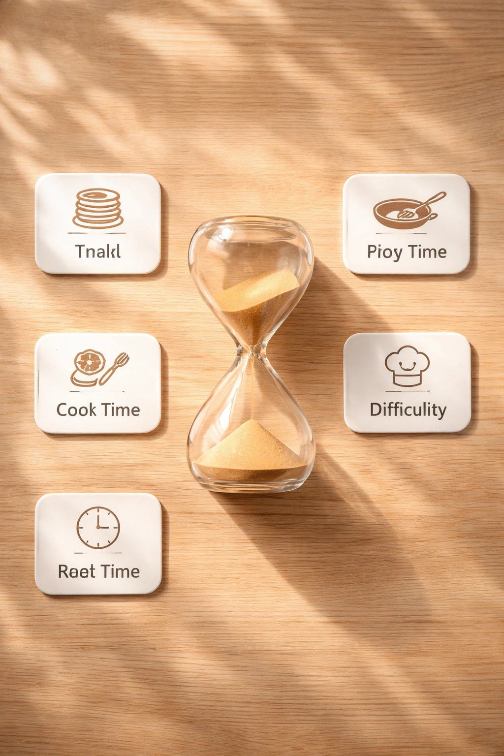 Elegant hourglass on wooden surface symbolizing time