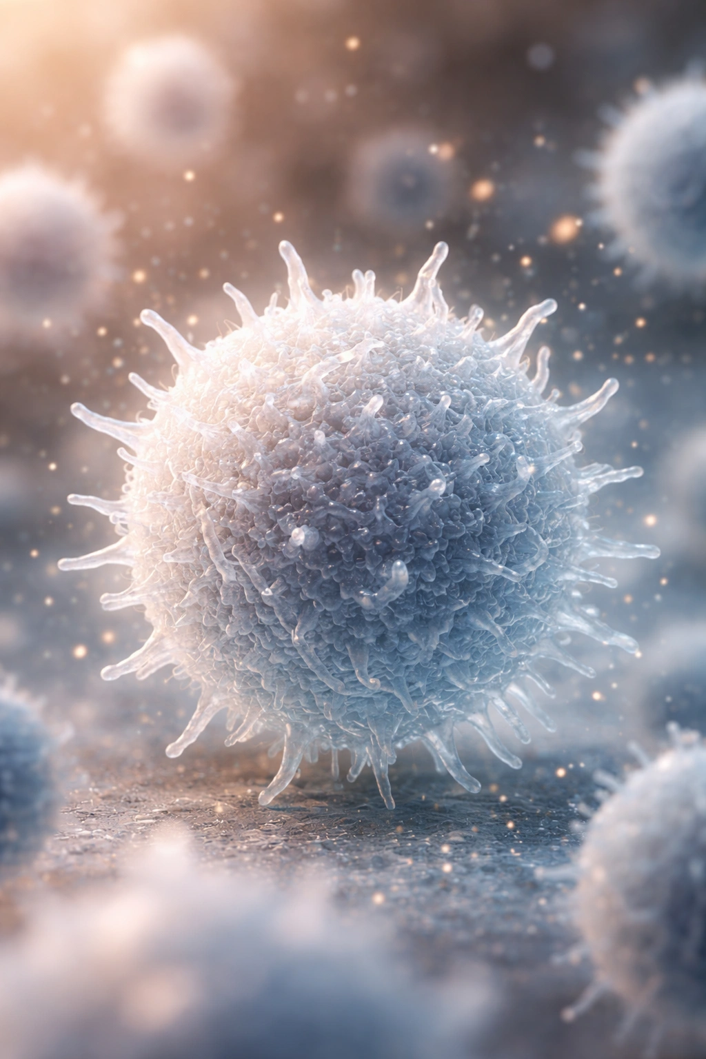 White blood cell close-up illustrating immune function