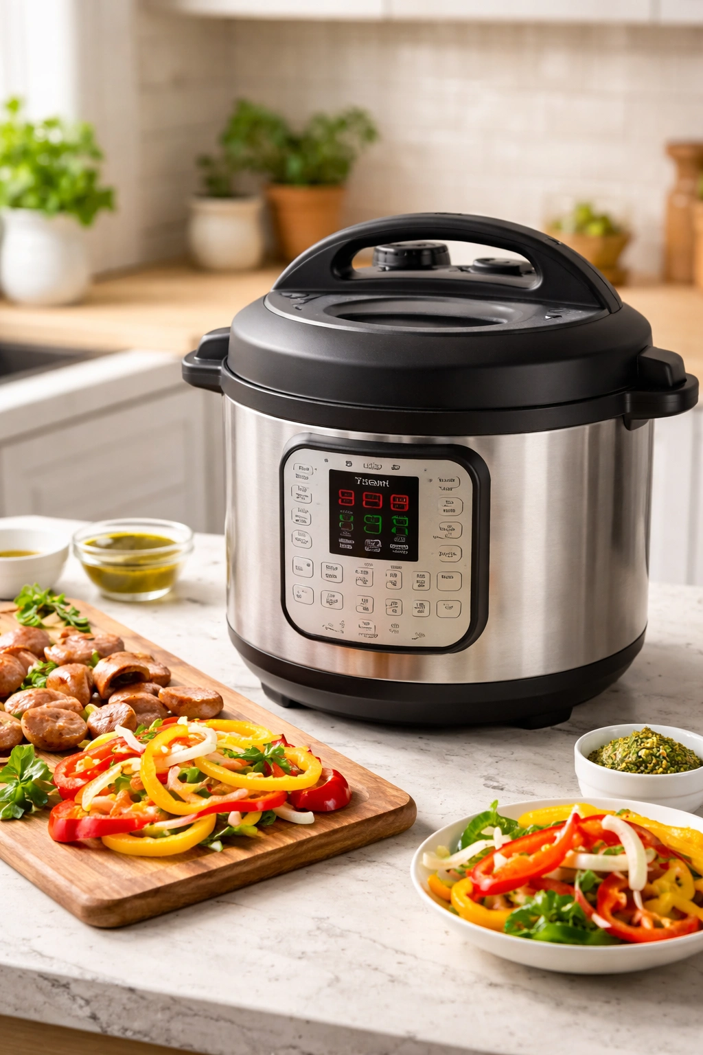 Instant Pot on kitchen counter with lid closed