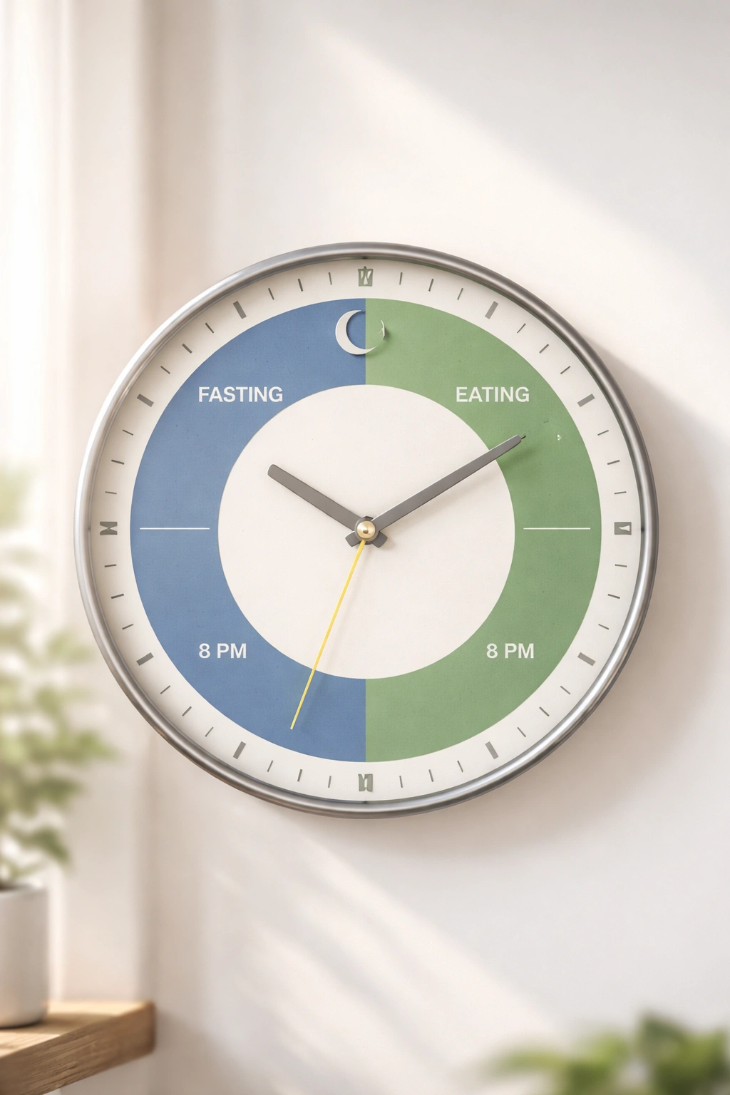 Close-up illustration of a clock showing fasting window, representing intermittent fasting