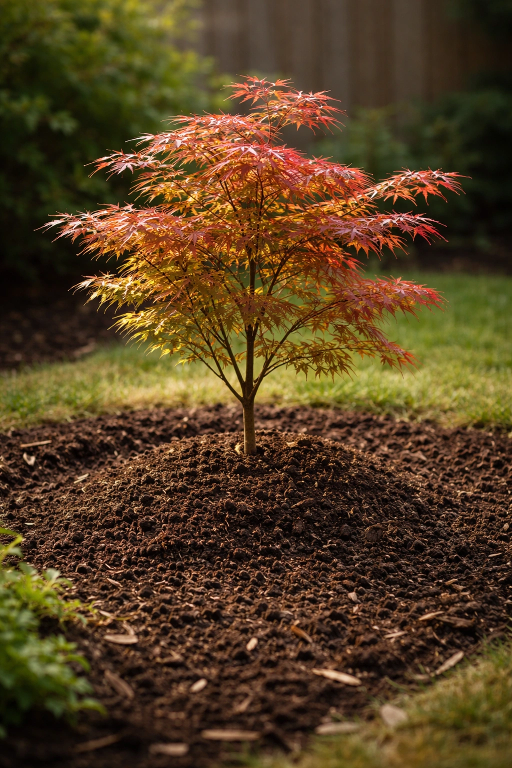 Young Japanese maple in rich, well-drained soil
