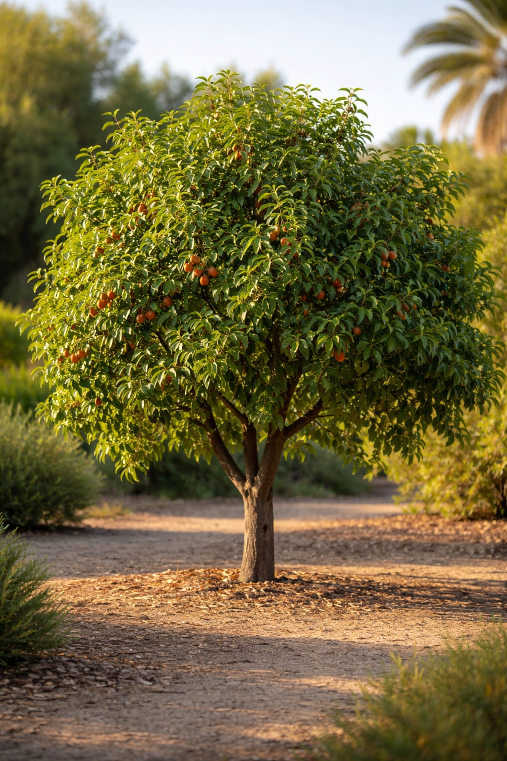 Single mature jujube tree in a sunny Southern California garden