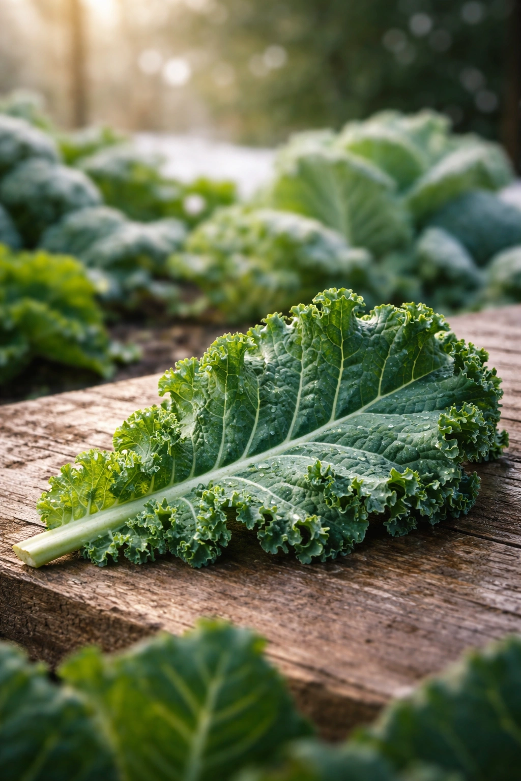 Kale leaf representing winter leafy greens