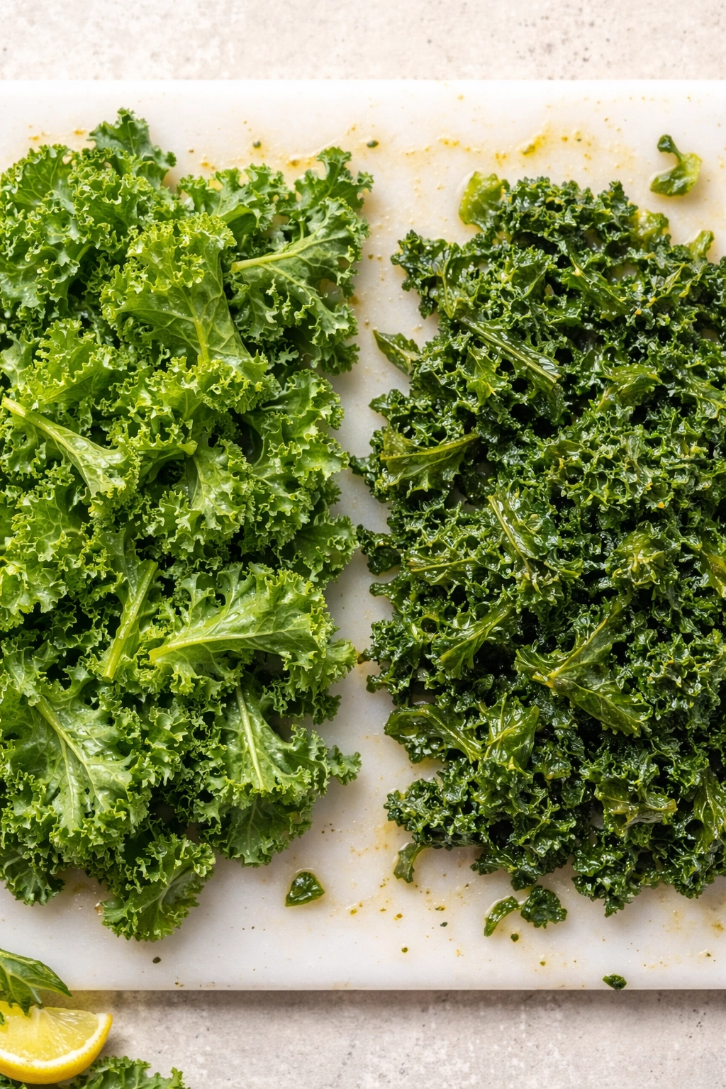 Kale with uneven texture illustrating common massaging mistakes
