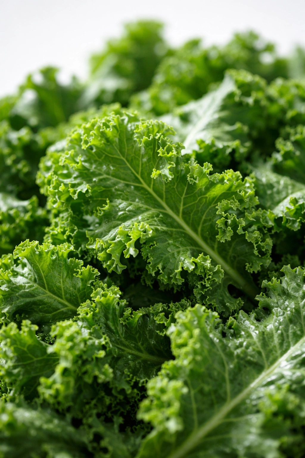 Close-up kale leaves showing rough texture from lack of massaging or improper dressing