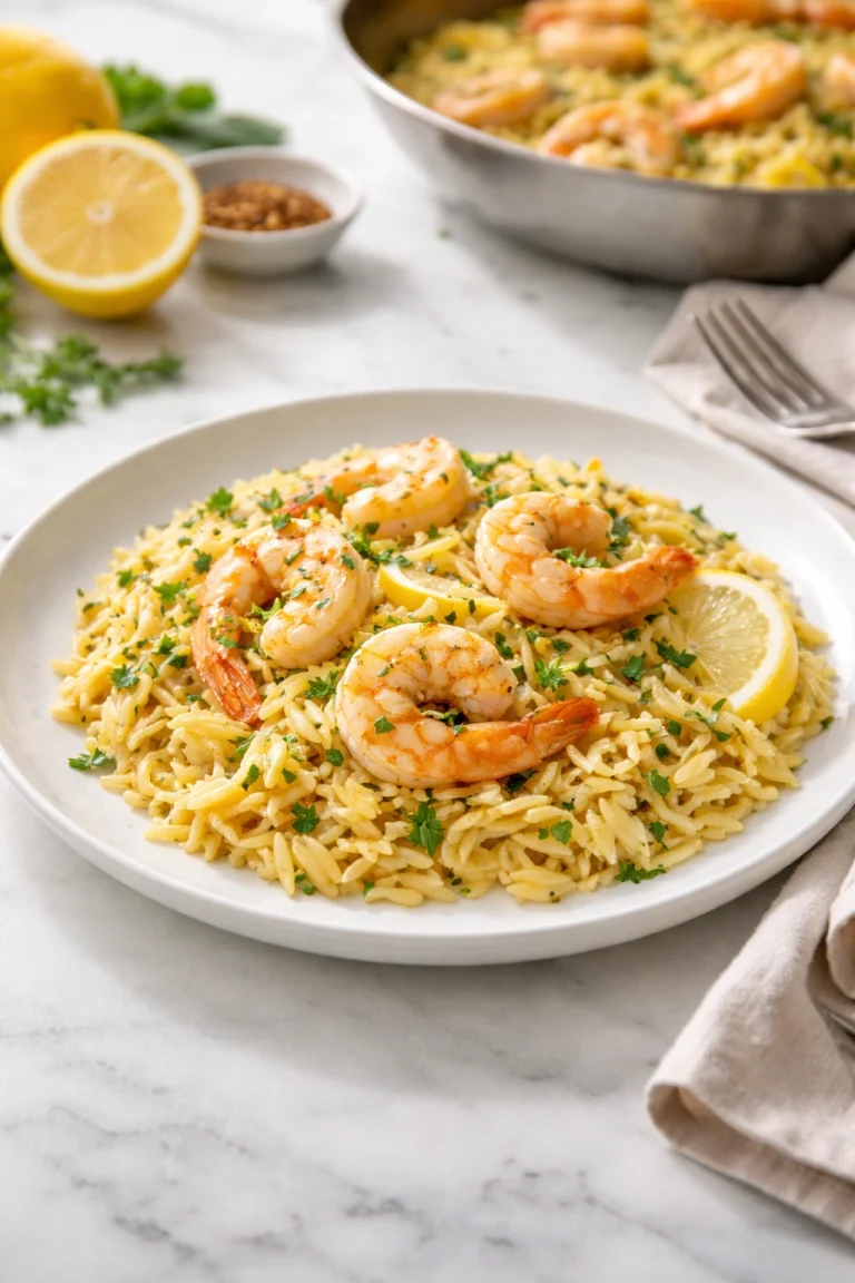 One-Pan Lemon Shrimp Orzo in Just 20 Minutes