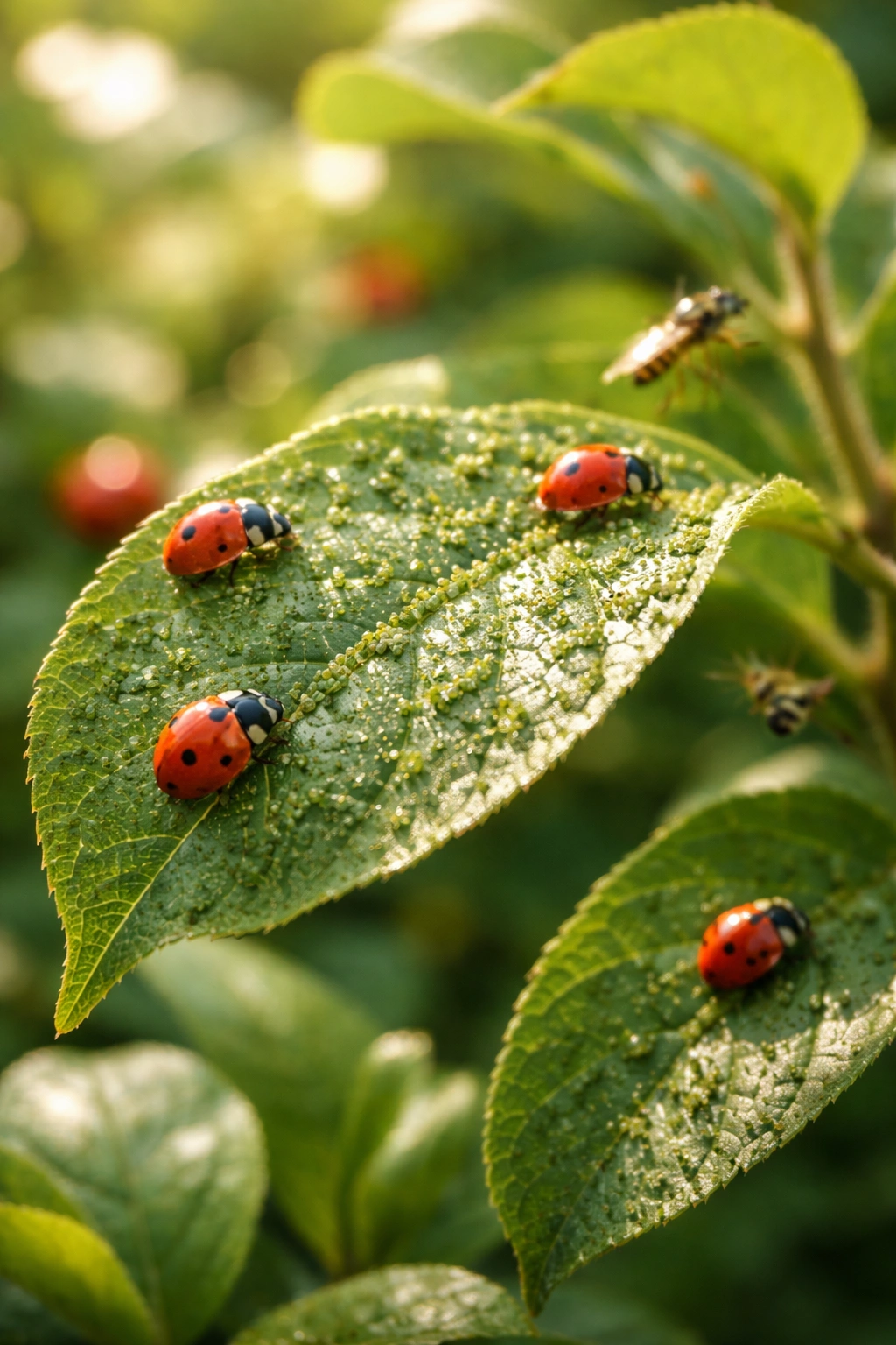 Ladybugs on a leaf illustrating natural pest control in a garden