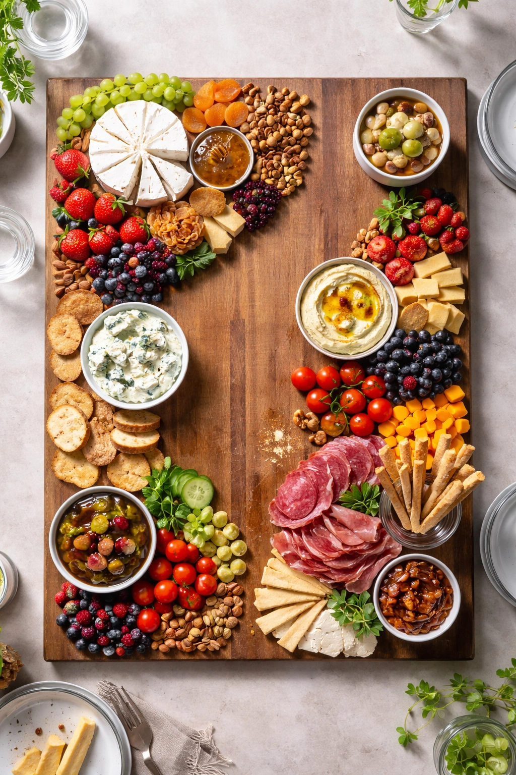 Top-down grazing board showing defined zones and a focal cluster