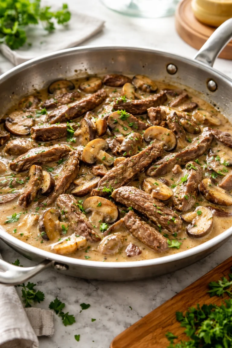 Healthy Beef Stroganoff with a Light Cream Sauce