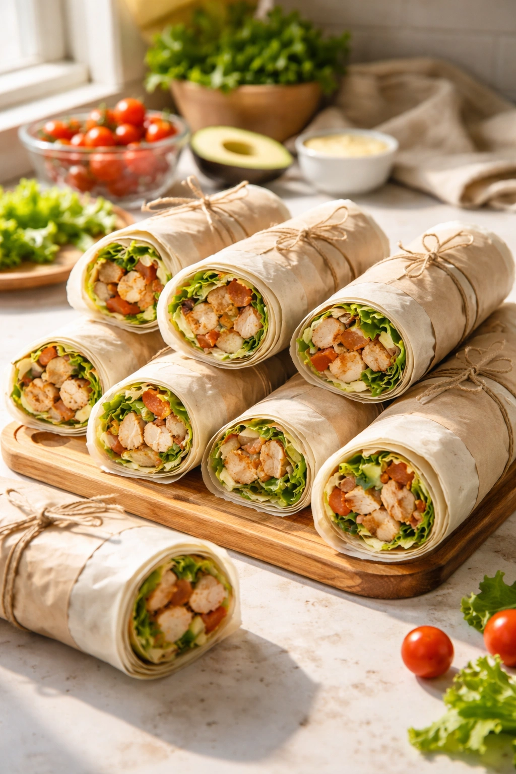 Wrapped wraps ready for make-ahead meal prep