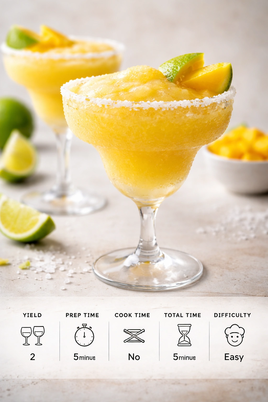 Frosty mango margarita in a glass highlighting accessibility