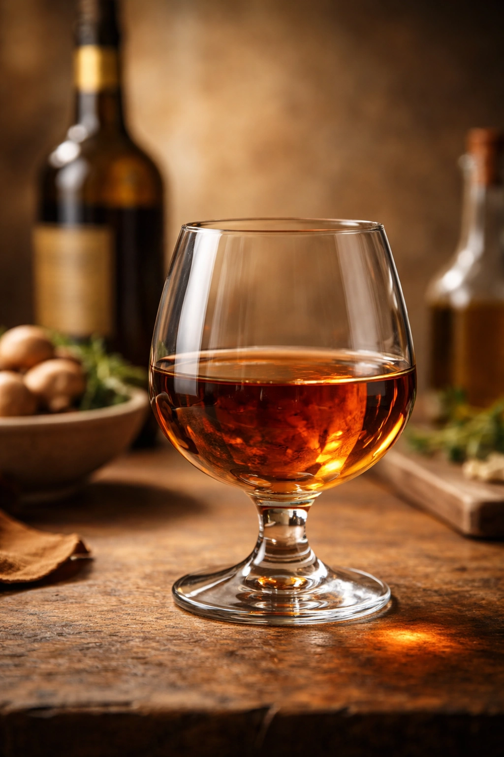 Glass of Marsala wine with blurred background