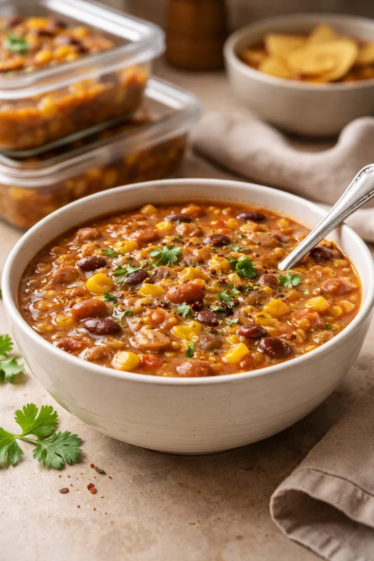 Thick and Hearty Corn and Bean Soup for Dinner