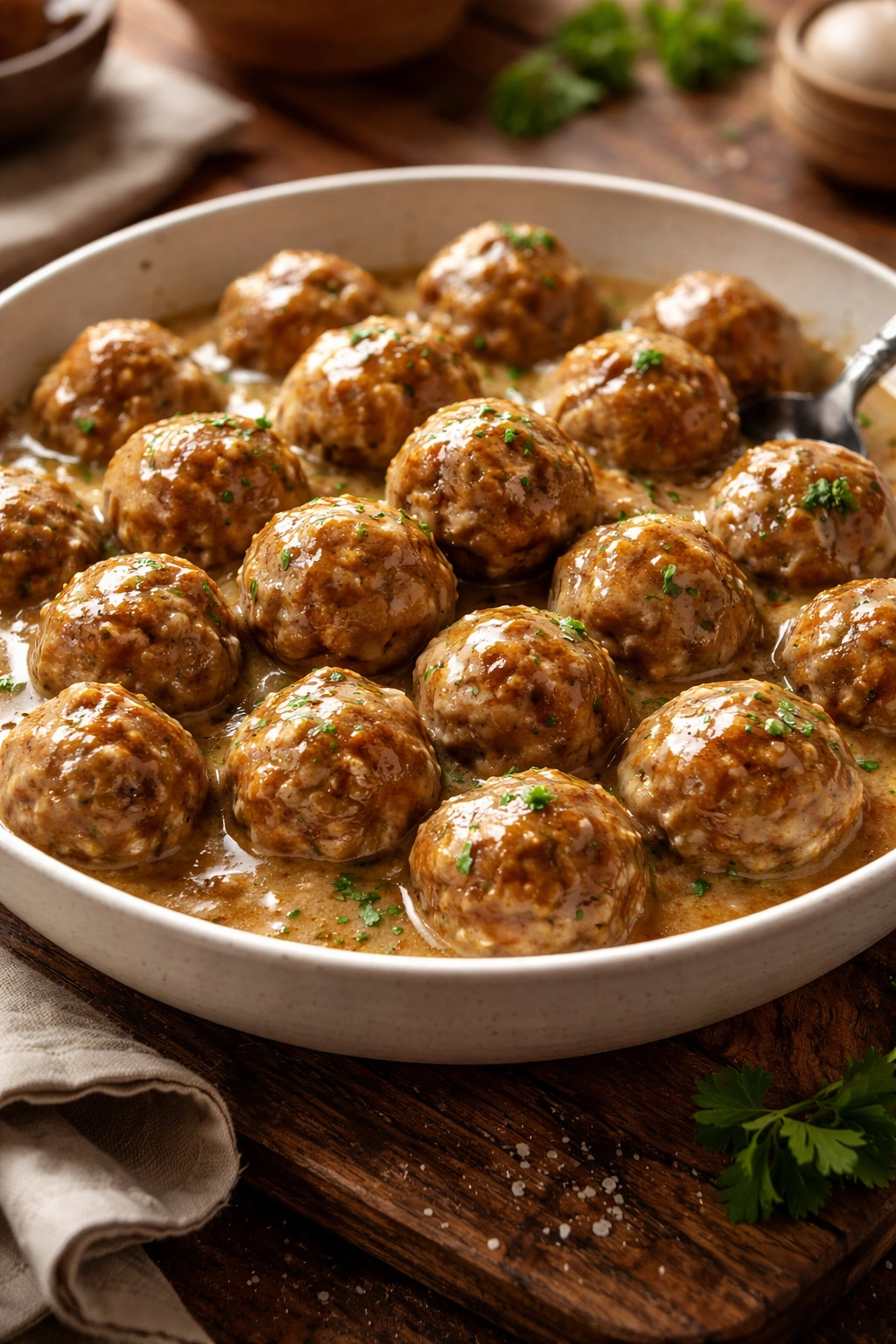 Meatballs in sauce on a plate