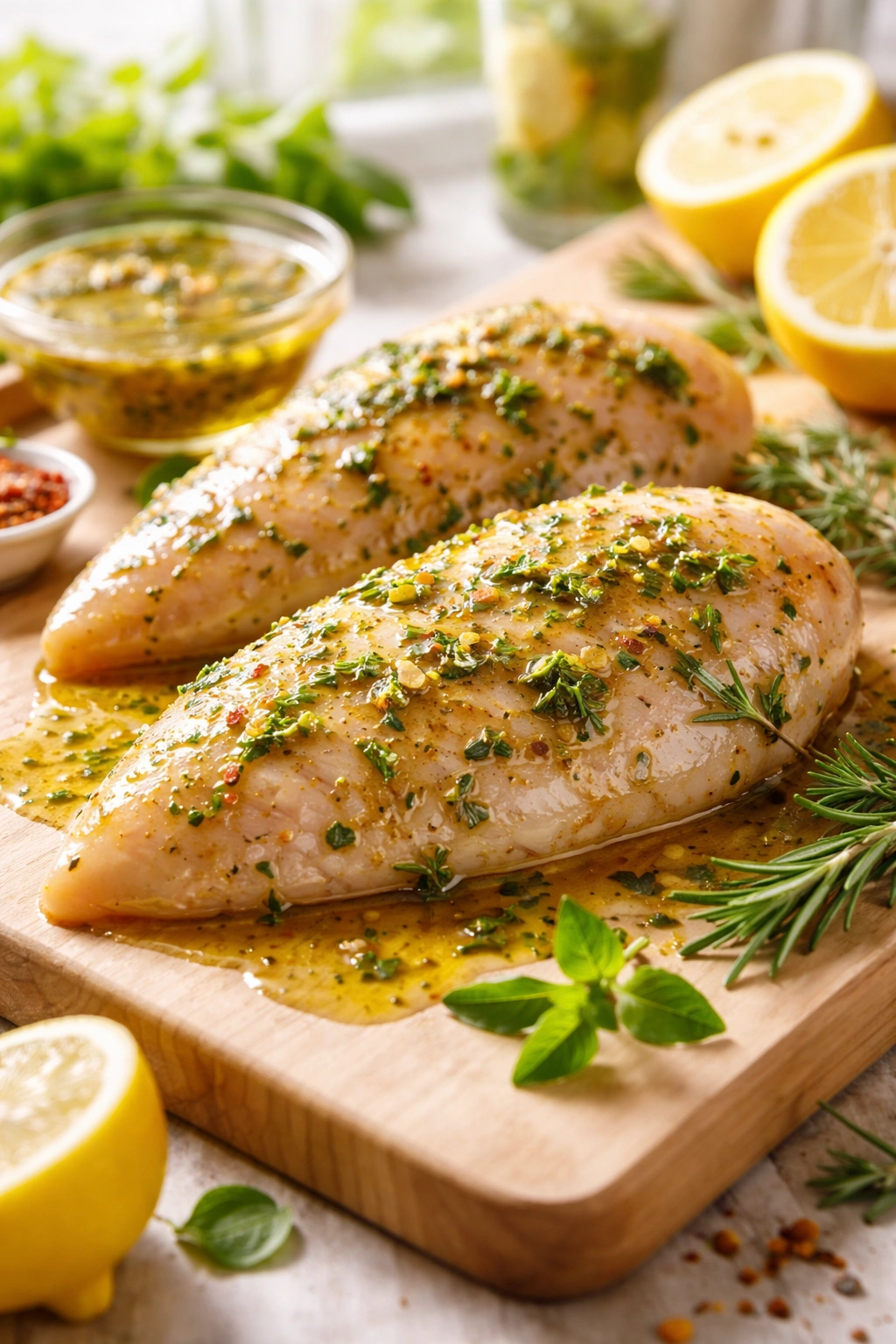 Chicken with lemon herb marinade glaze