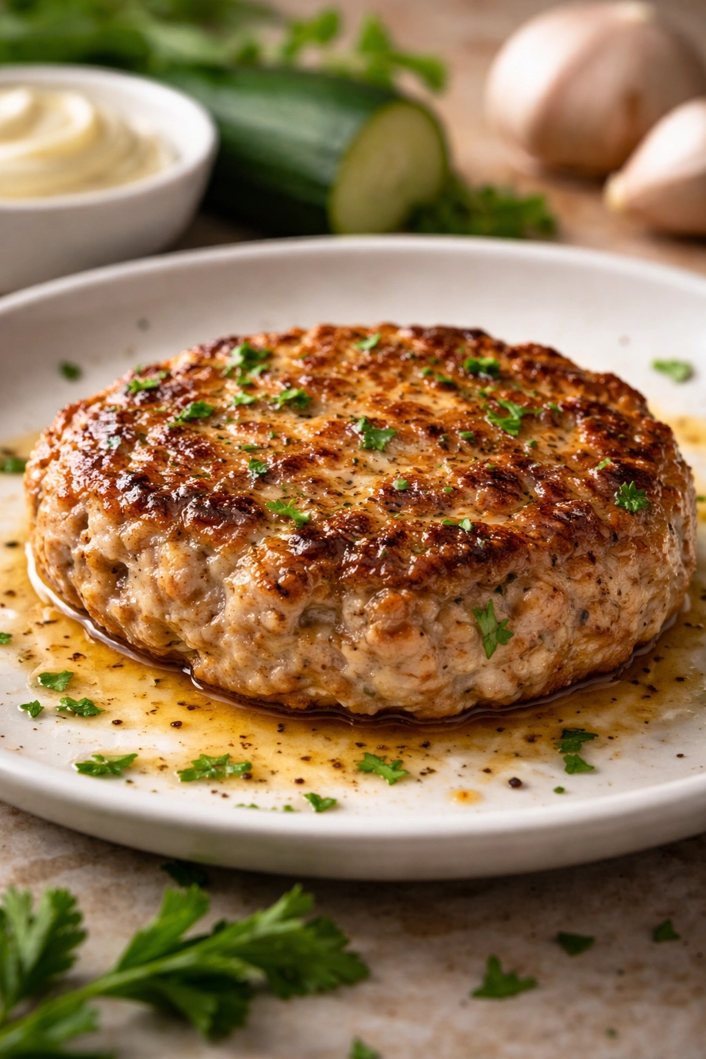 Juicy turkey patty showing moisture and flavor