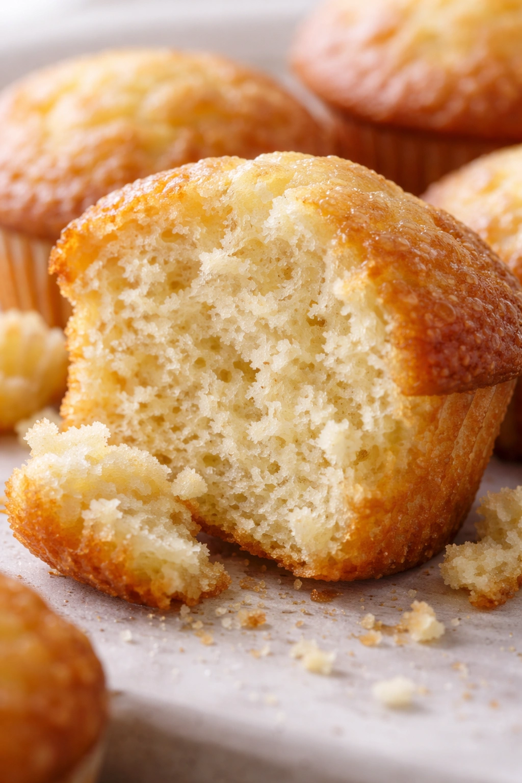 Muffin crumb with moist, tender texture and fine air pockets