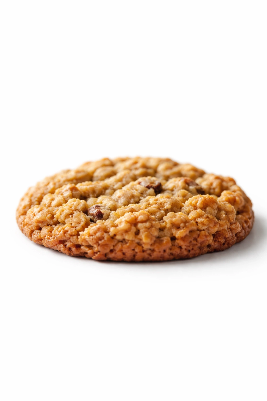 Oatmeal cookie showing chewy texture on minimal background