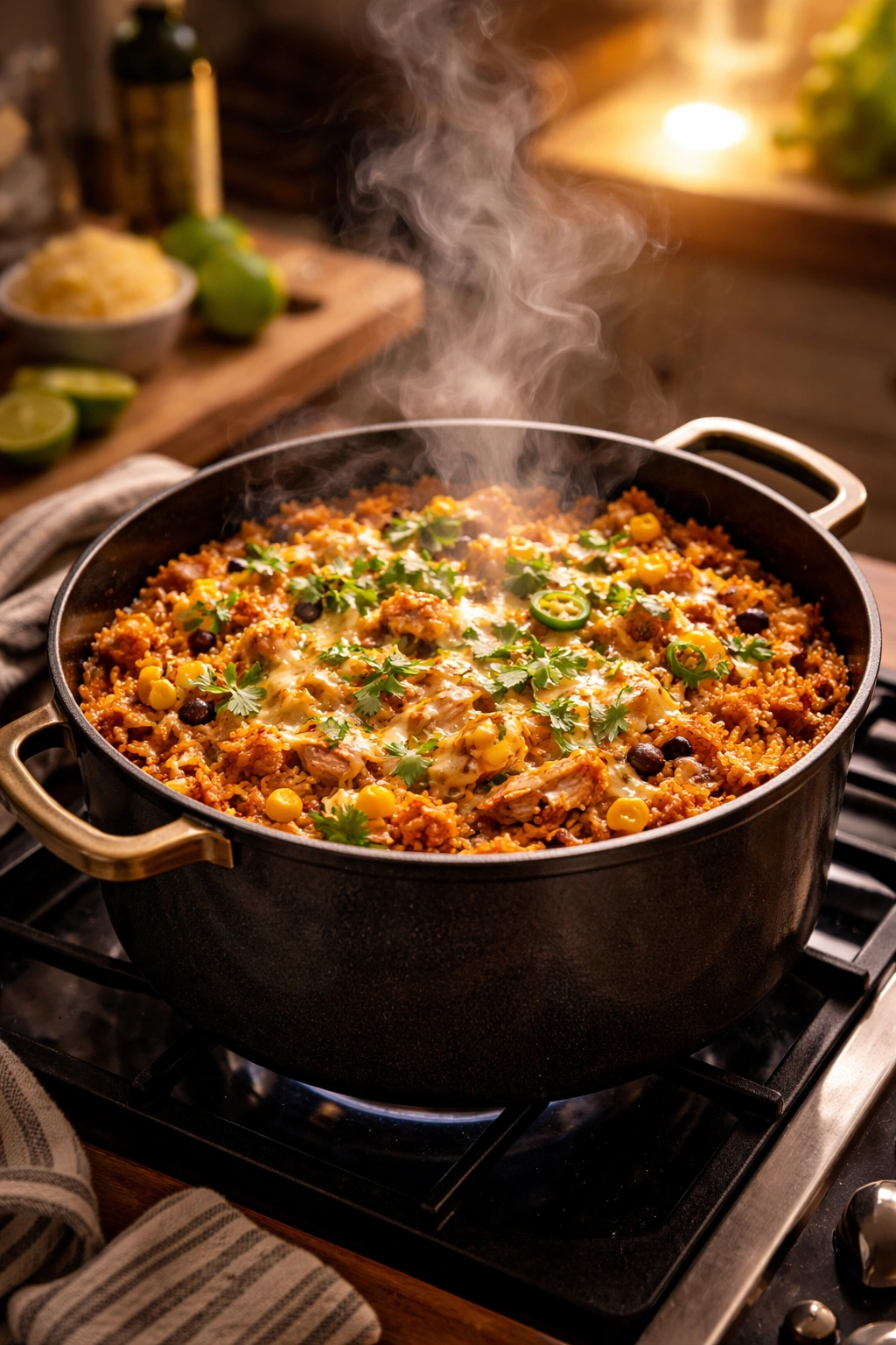 Single pot steaming on stove in a cozy kitchen, representing stress-free weeknight cooking