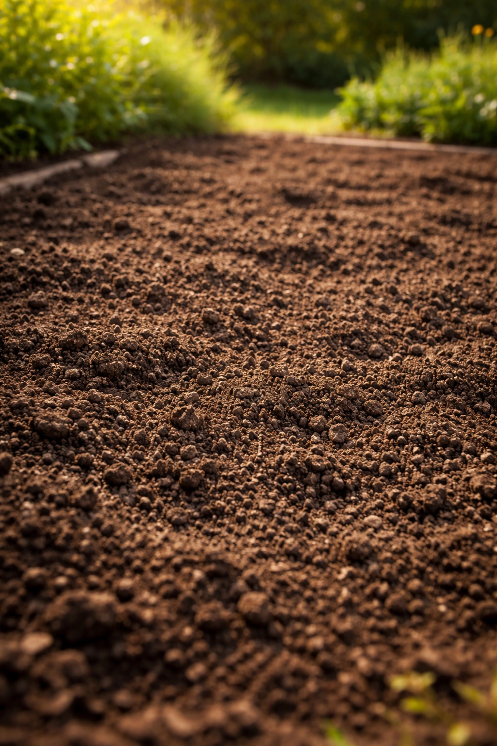 Loosely tilled onion bed soil ready for planting