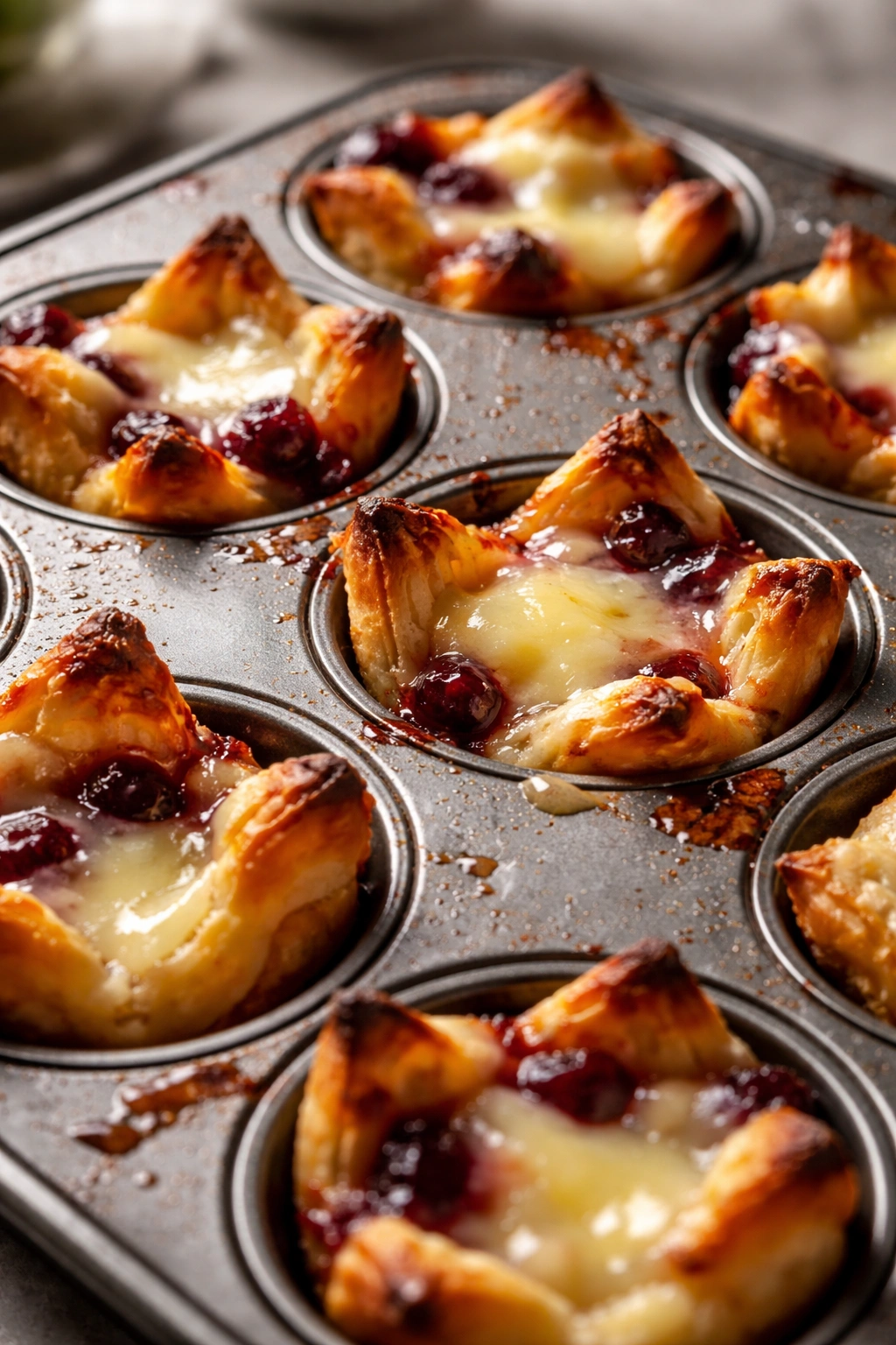 Overbaked pastry bites with dark edges and melted centers