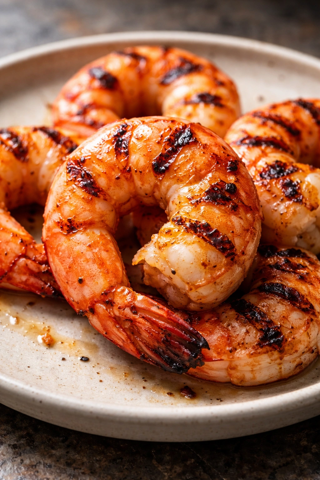 Shrimp curled into tight O shapes indicating overcooking.