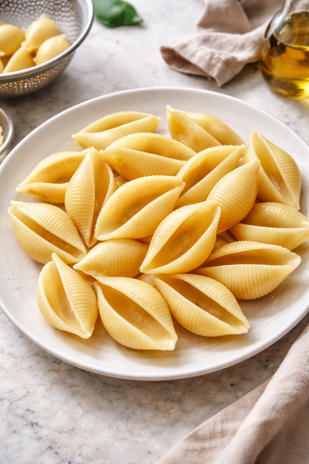 Jumbo conchiglioni pasta shells on plate