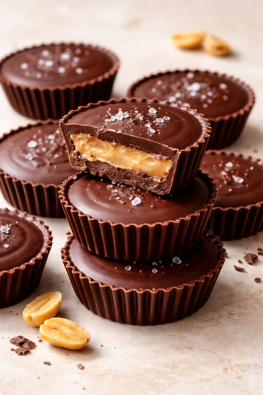 No-bake peanut butter cups showing peanut butter filling