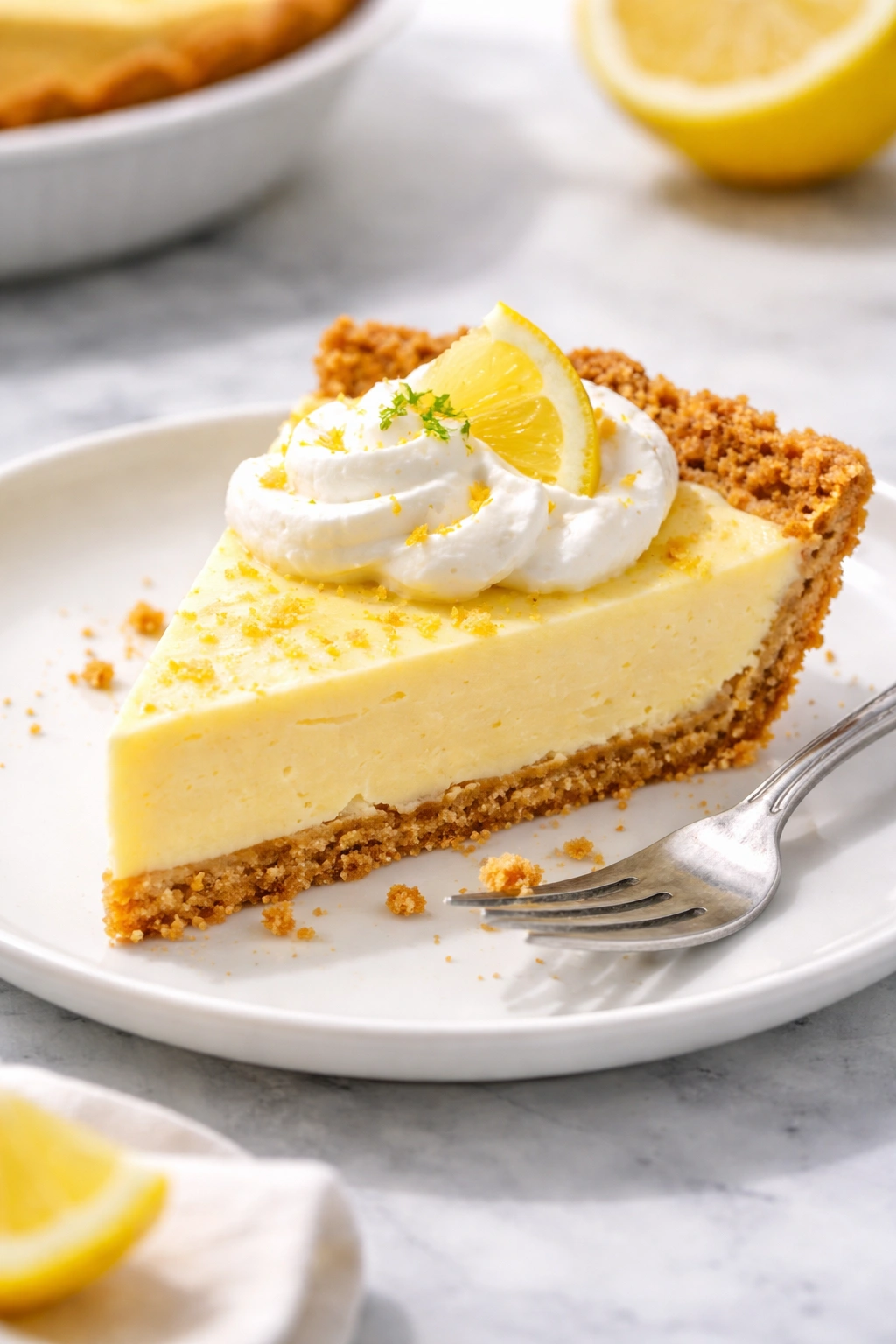 Slice of Atlantic Beach Pie plated and ready to serve