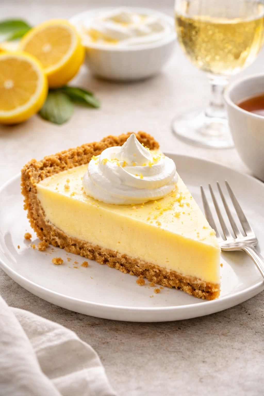 Slice of Atlantic Beach Pie plated simply for serving.