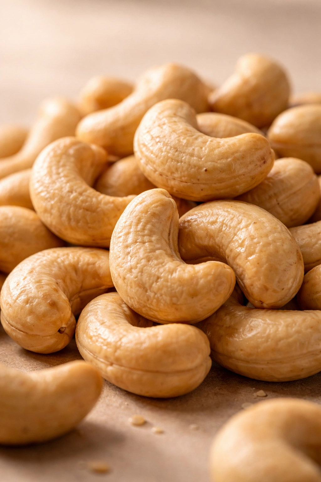 Close-up of cashews highlighting plant-based protein content